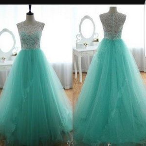 Mint green pageant gown.